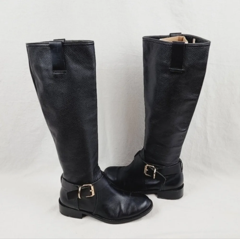 Vince Camuto leather black kabollans knee high boots